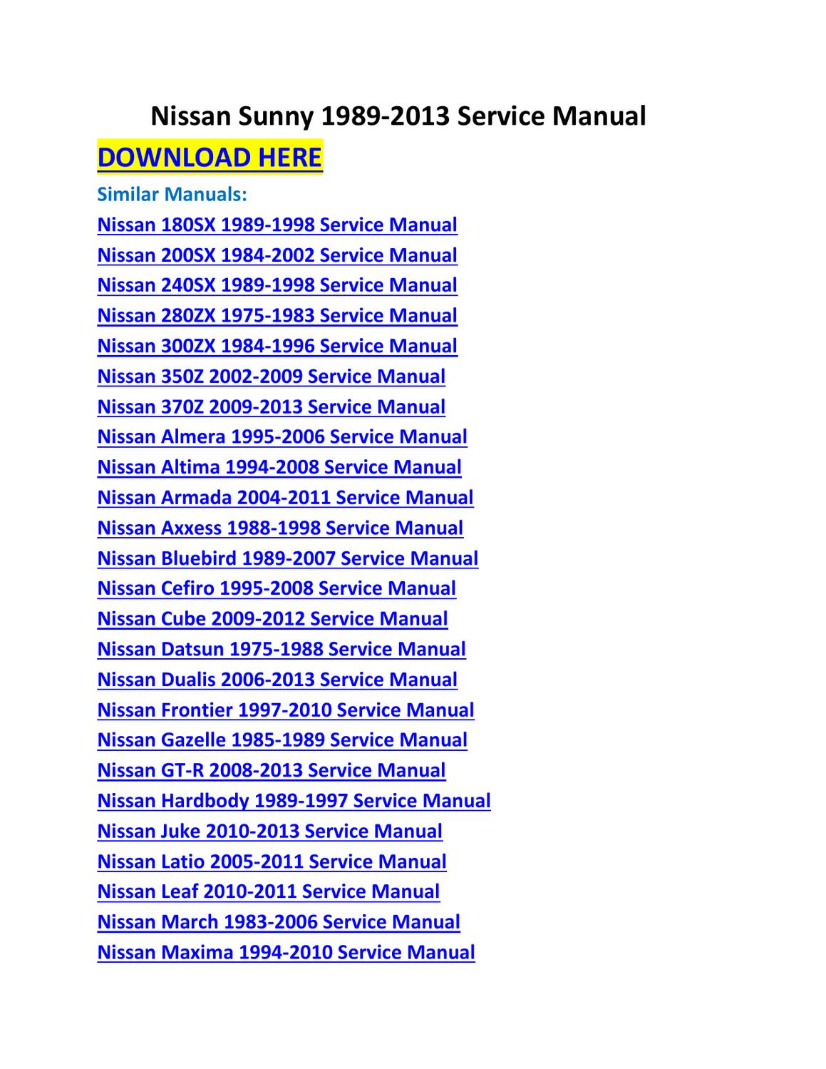 1998 nissan pathfinder service manual free download
